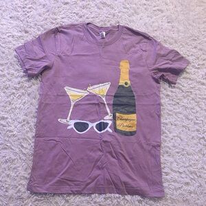 Plum Graphic Tee with Champagne Print